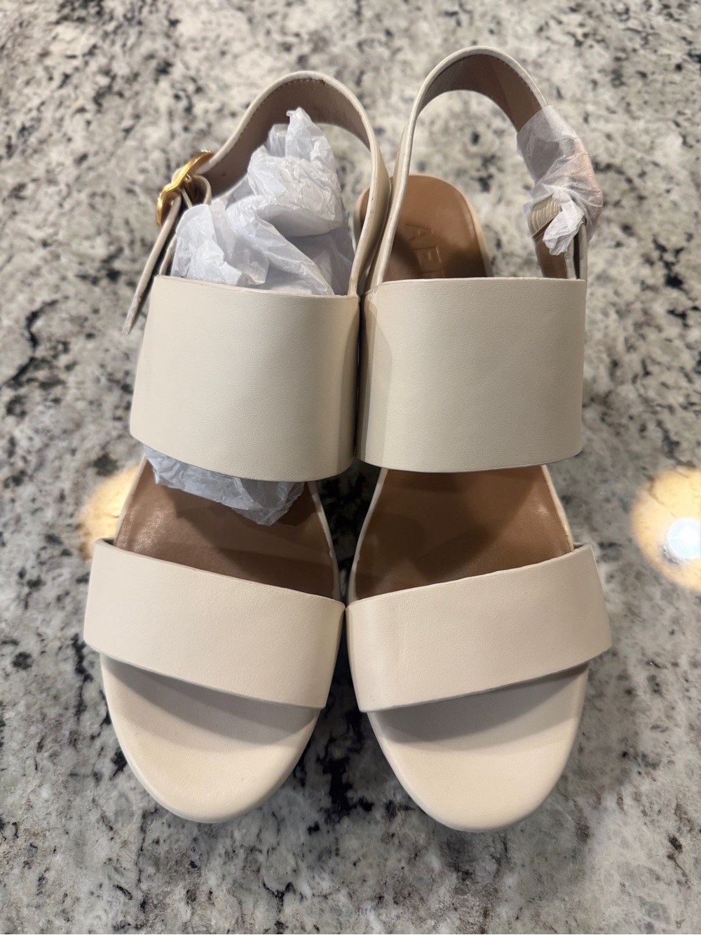 Women's Aerosoles Leather Slingback Sandals - Minimal Wide-Strap Design